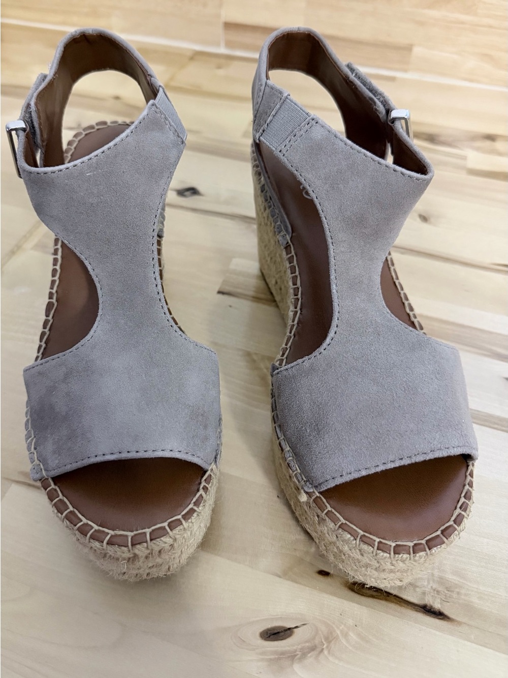 Franco Sarto Taupe Suede Espadrille Wedge Sandals